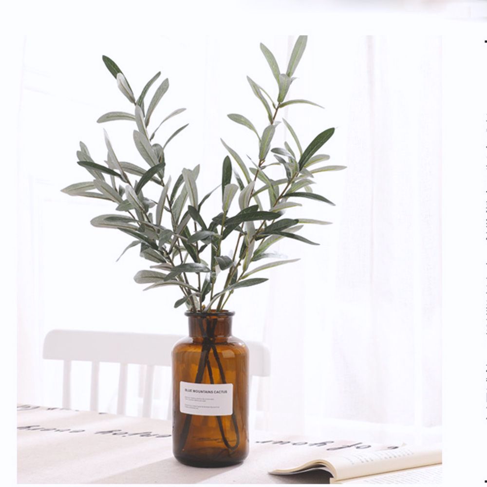 Olive Branch in Glass Vase  Shop Faux Olive Branches at