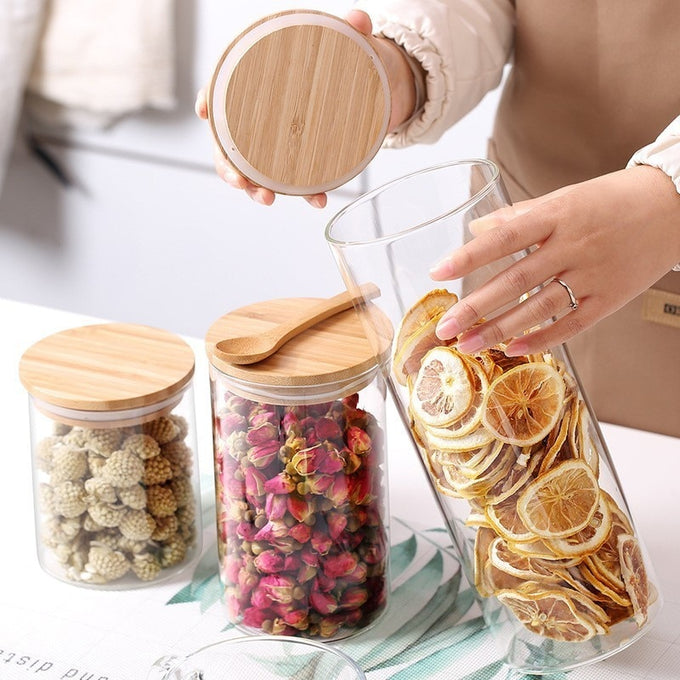 Glass Jars with Bamboo Lids